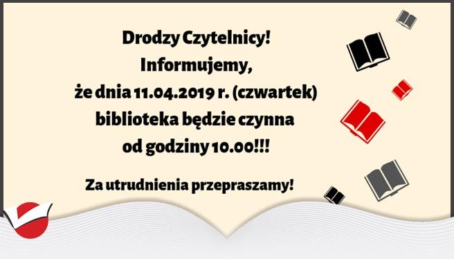 Jutro czynne od 10.00!